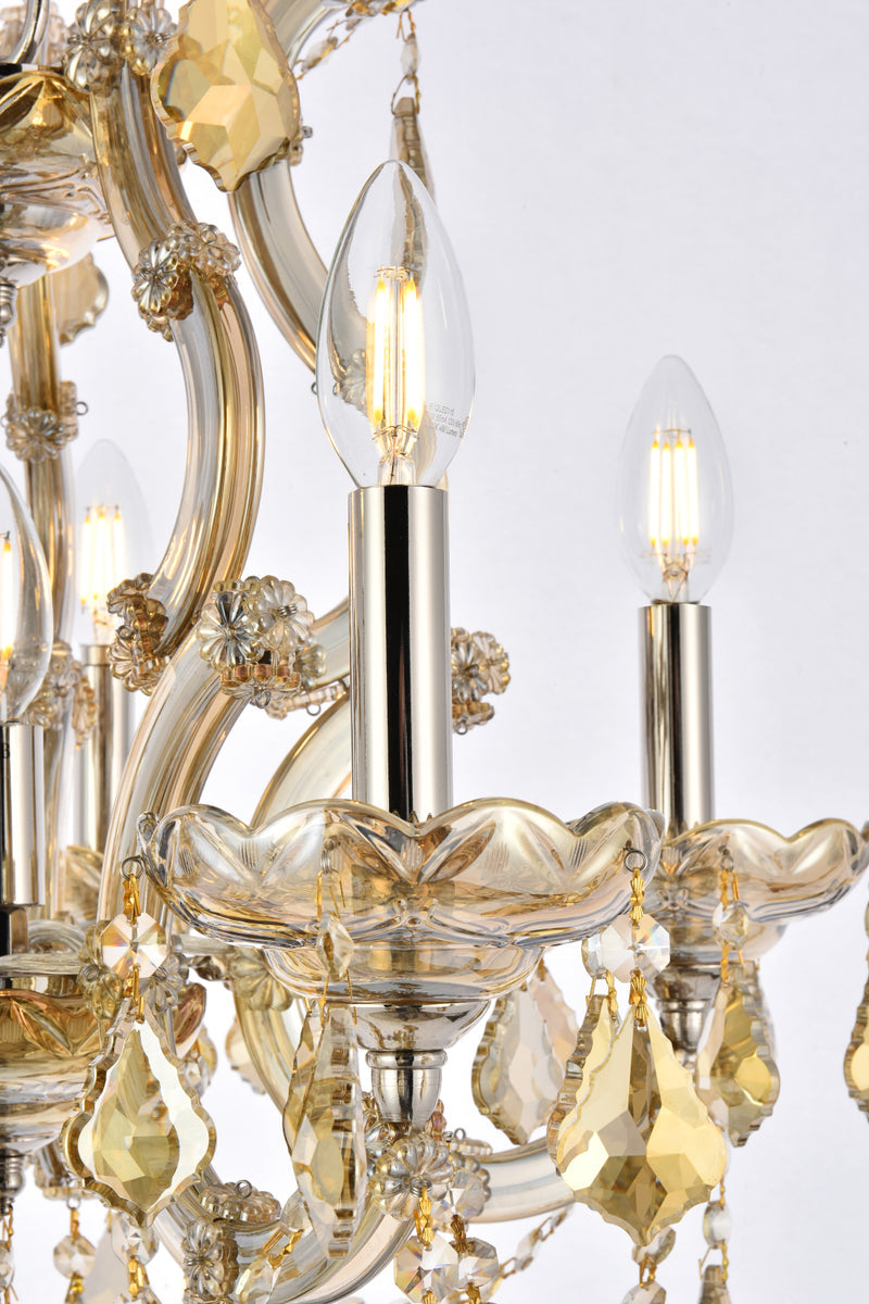 Maria Theresa 6 light Golden Teak Pendant Golden Teak (Smoky) Royal Cut Crystal
