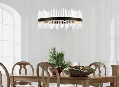 Dallas 36 inch round crystal pendant in black