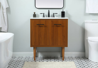 30 inch Single bathroom vanity in teak