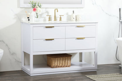 48 inch Single bathroom vanity in white with backsplash