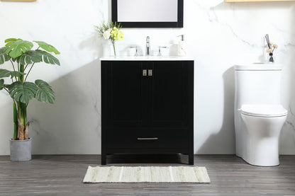 30 inch Single bathroom vanity in black with backsplash