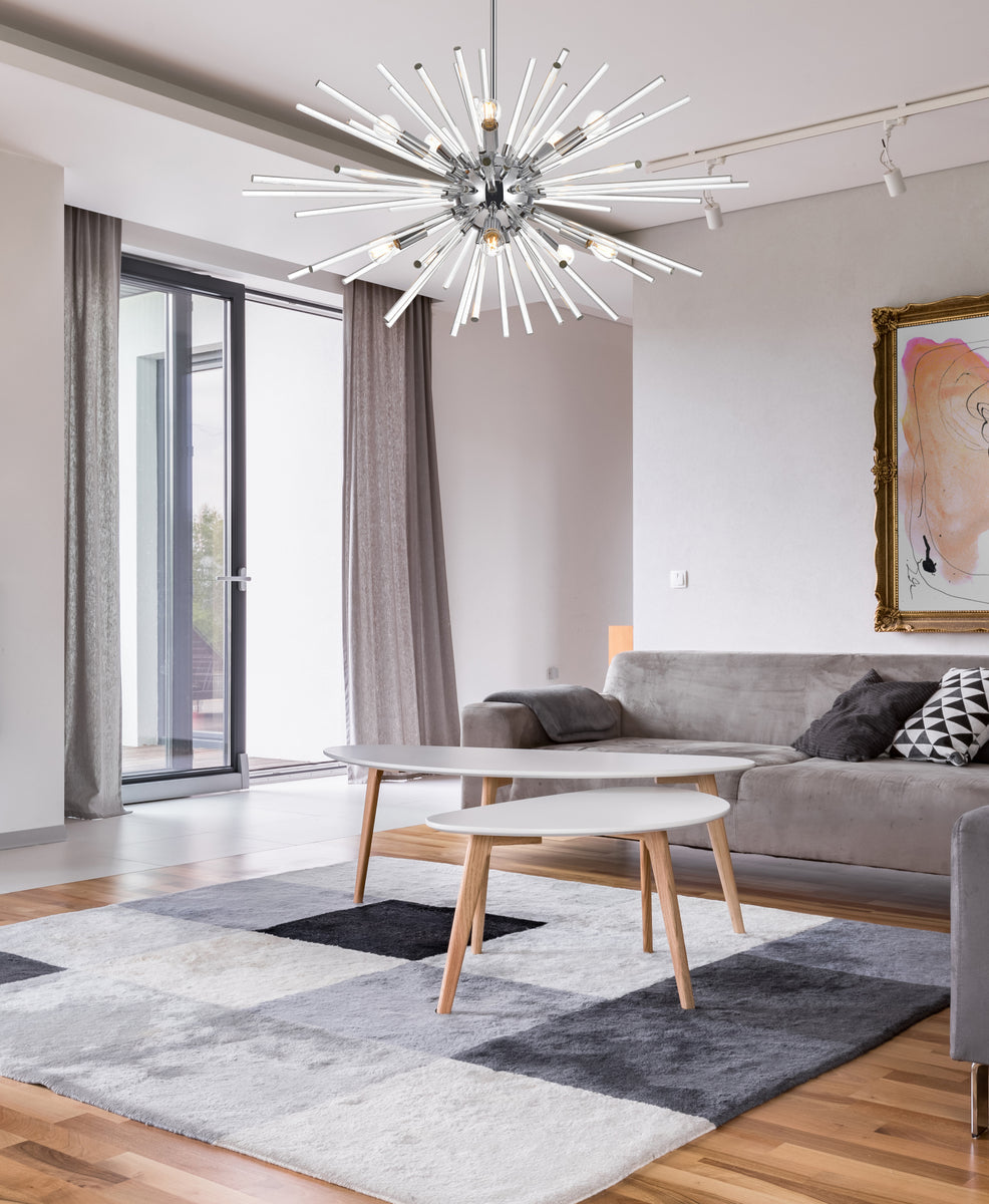 Sienna 32 inch crystal rod pendant in chrome