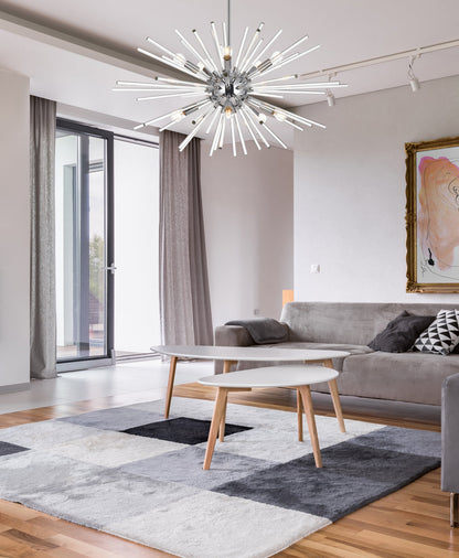 Sienna 32 inch crystal rod pendant in chrome