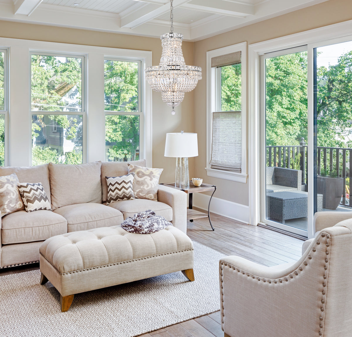 Tranquil 12 light Chrome Pendant Clear Royal Cut Crystal