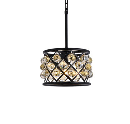Madison 3 light Matte Black Pendant Golden Teak (Smoky) Royal Cut Crystal