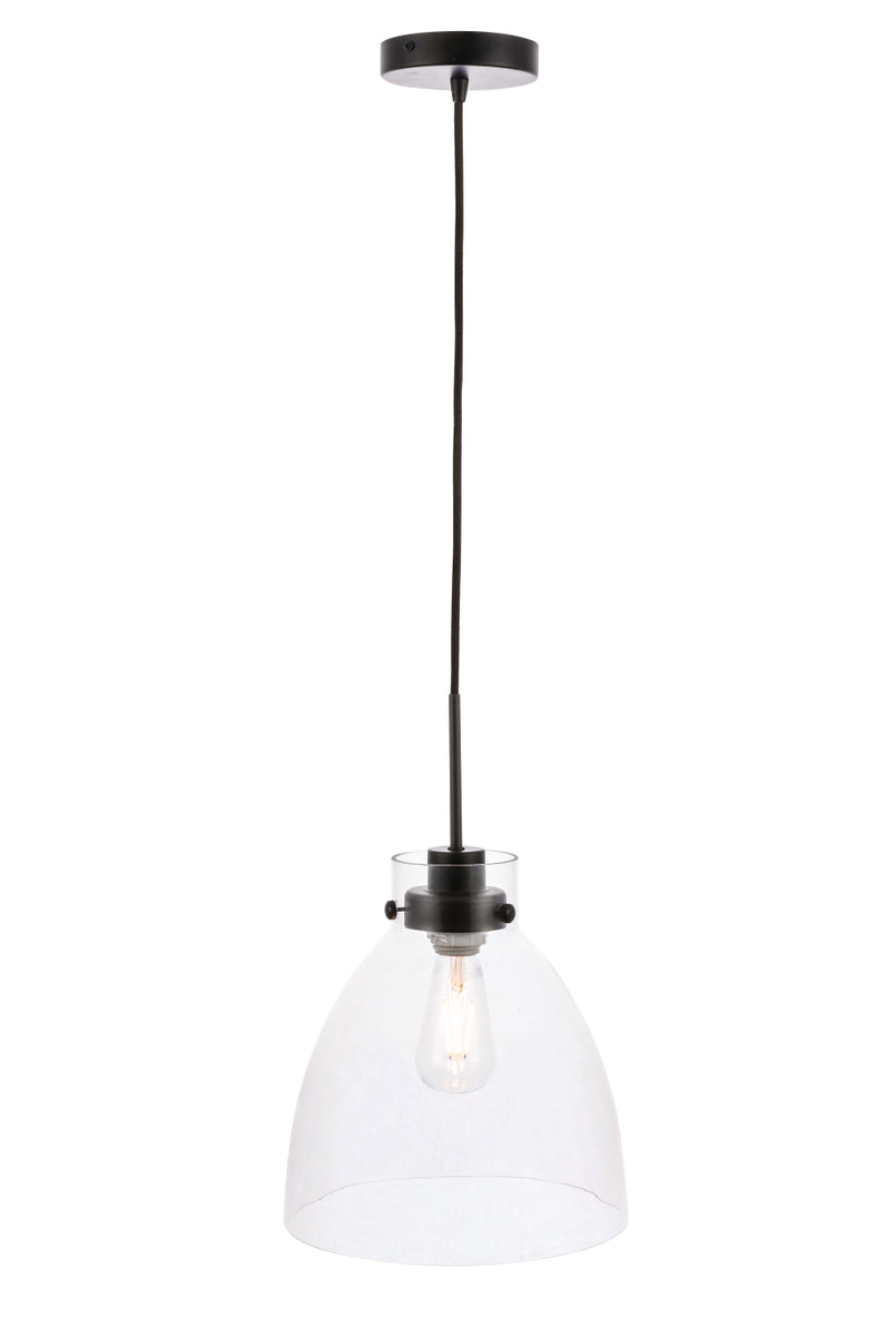 Frey 1 light Black and Clear glass pendant