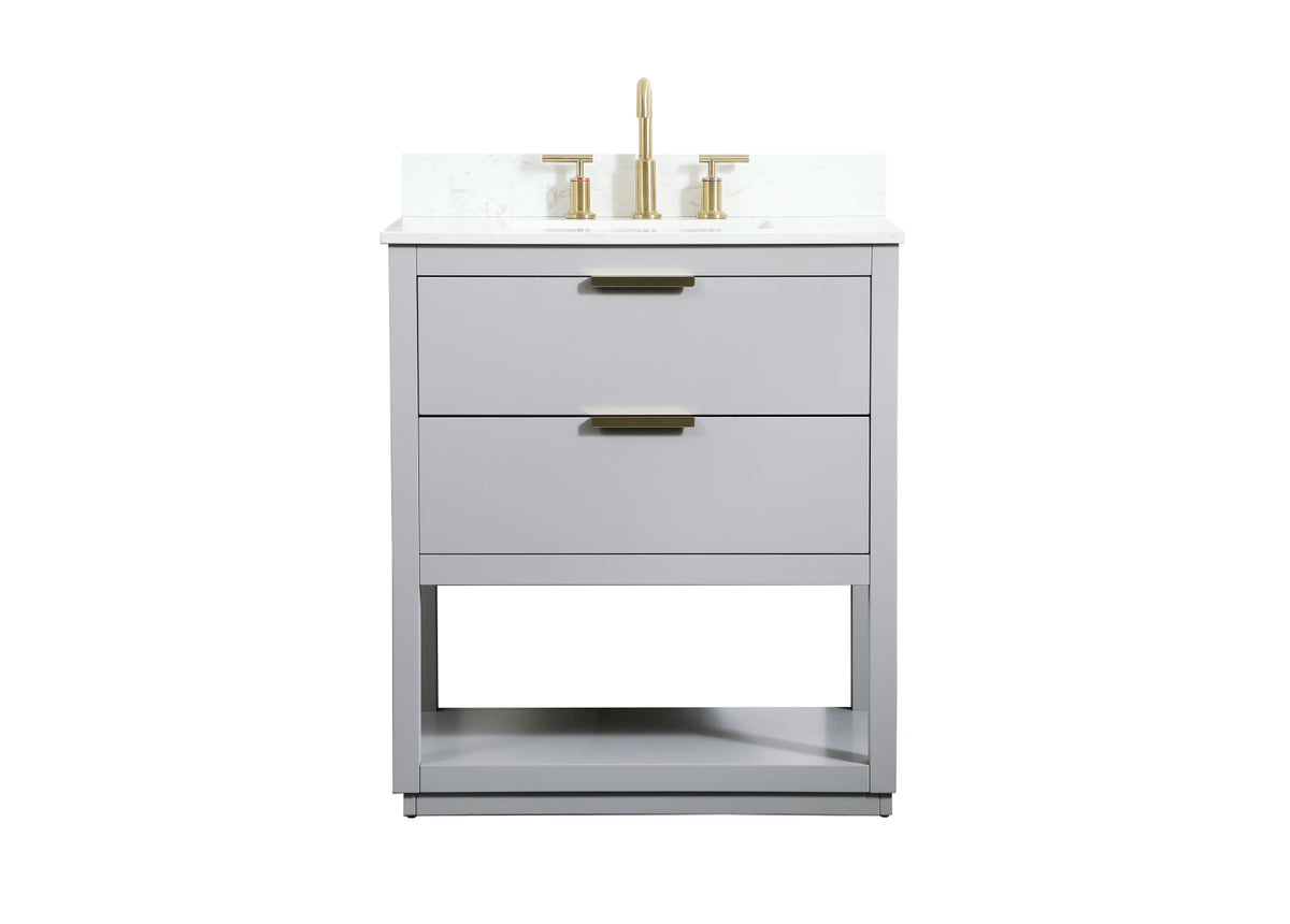 30 inch Single bathroom vanity in grey with backsplash
