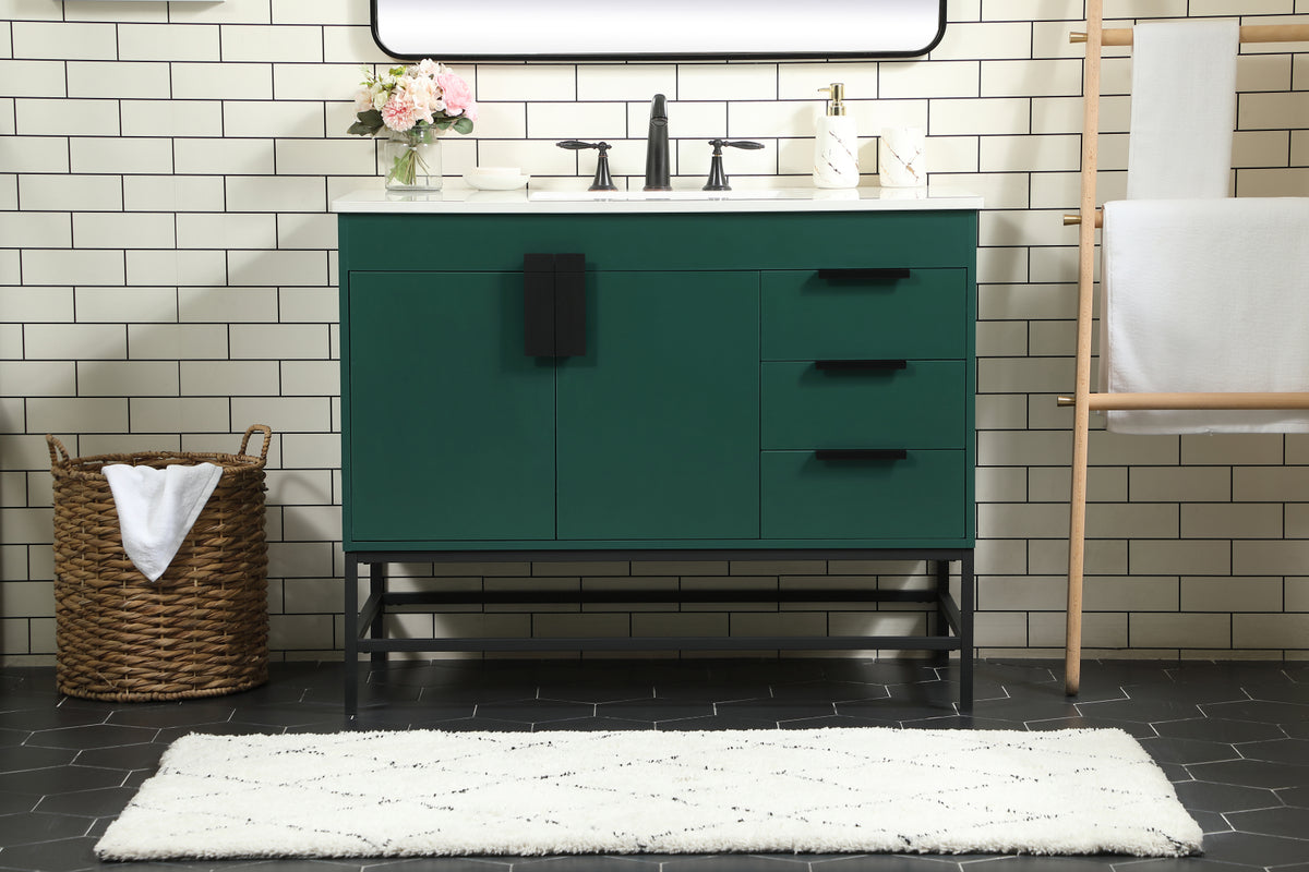 42 inch Single bathroom vanity in green