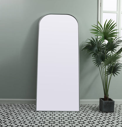 Metal Frame Arch Full Length Mirror 32x76 Inch in Silver