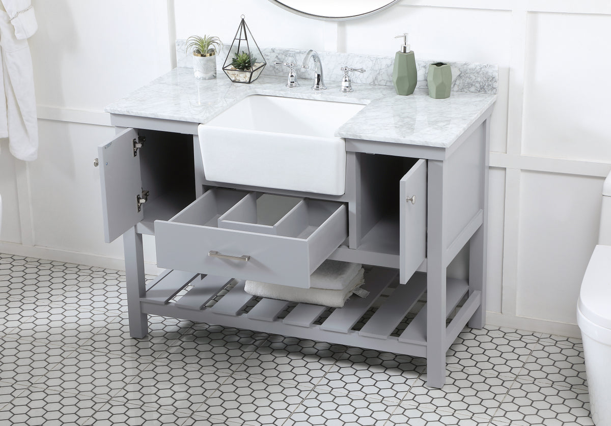 48 inch Single bathroom vanity in grey with backsplash