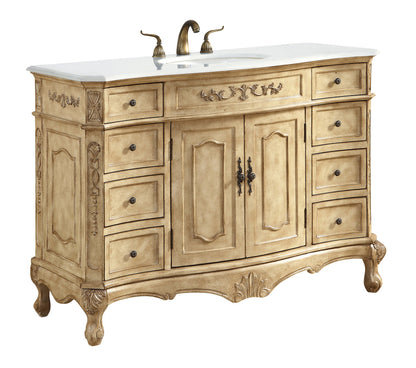 48 inch Single Bathroom vanity in Antique Beige with ivory white engineered marble