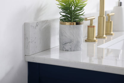 36 inch Single bathroom vanity in blue with backsplash