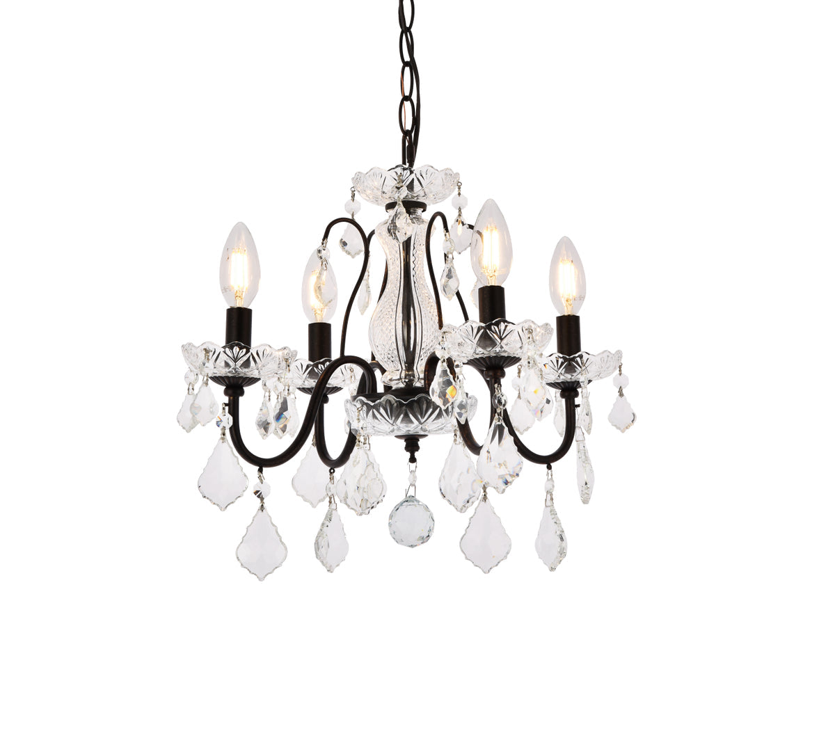 St. Francis 4 light Dark Bronze Pendant Clear Royal Cut Crystal