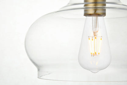 Destry 1 Light Brass Pendant With Clear Glass
