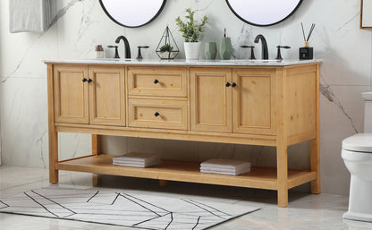 72 inch double bathroom vanity in natural wood