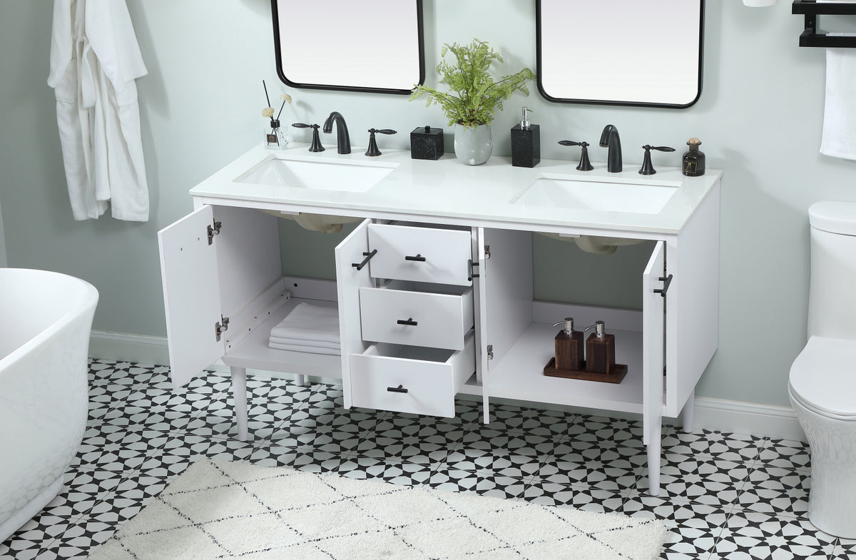 60 inch Single bathroom vanity in white