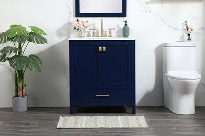 30 inch Single bathroom vanity in blue with backsplash