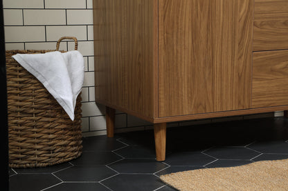 42 inch Single bathroom vanity in walnut brown with backsplash