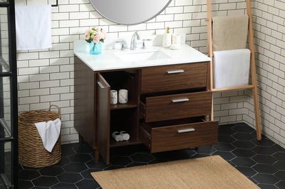42 inch bathroom vanity in Walnut with backsplash