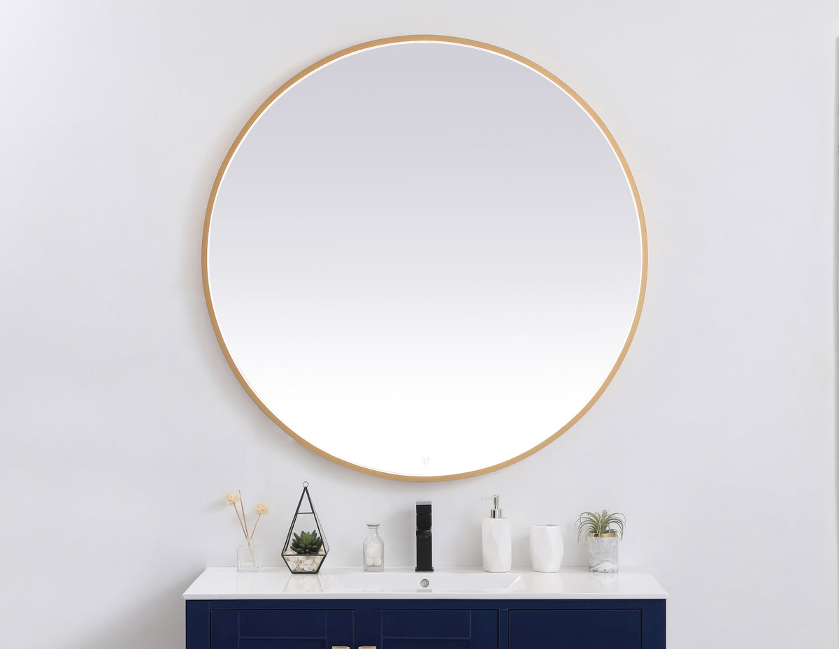 Pier 48 inch LED mirror with adjustable color temperature 3000K/4200K/6400K in brass