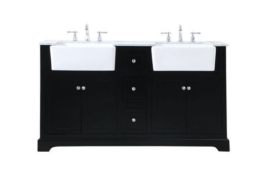 60 inch double bathroom vanity in black