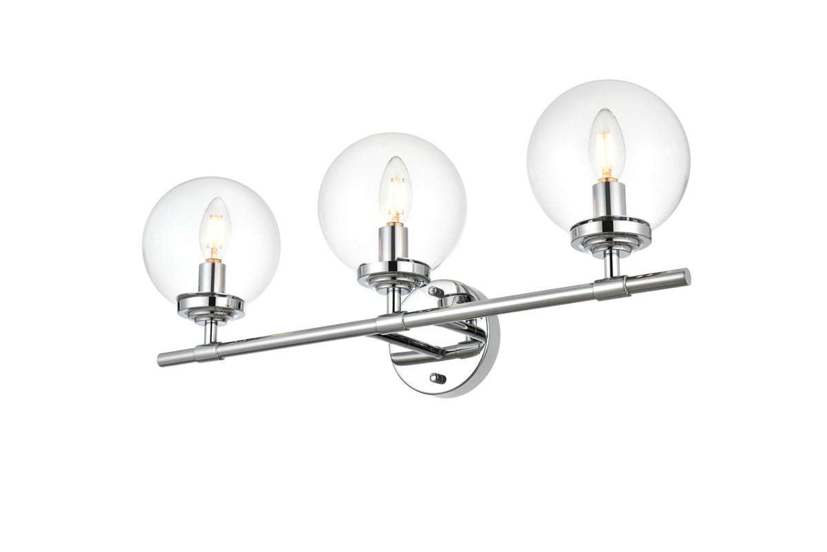 Ingrid 3 light Chrome and Clear Bath Sconce