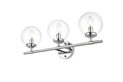 Ingrid 3 light Chrome and Clear Bath Sconce