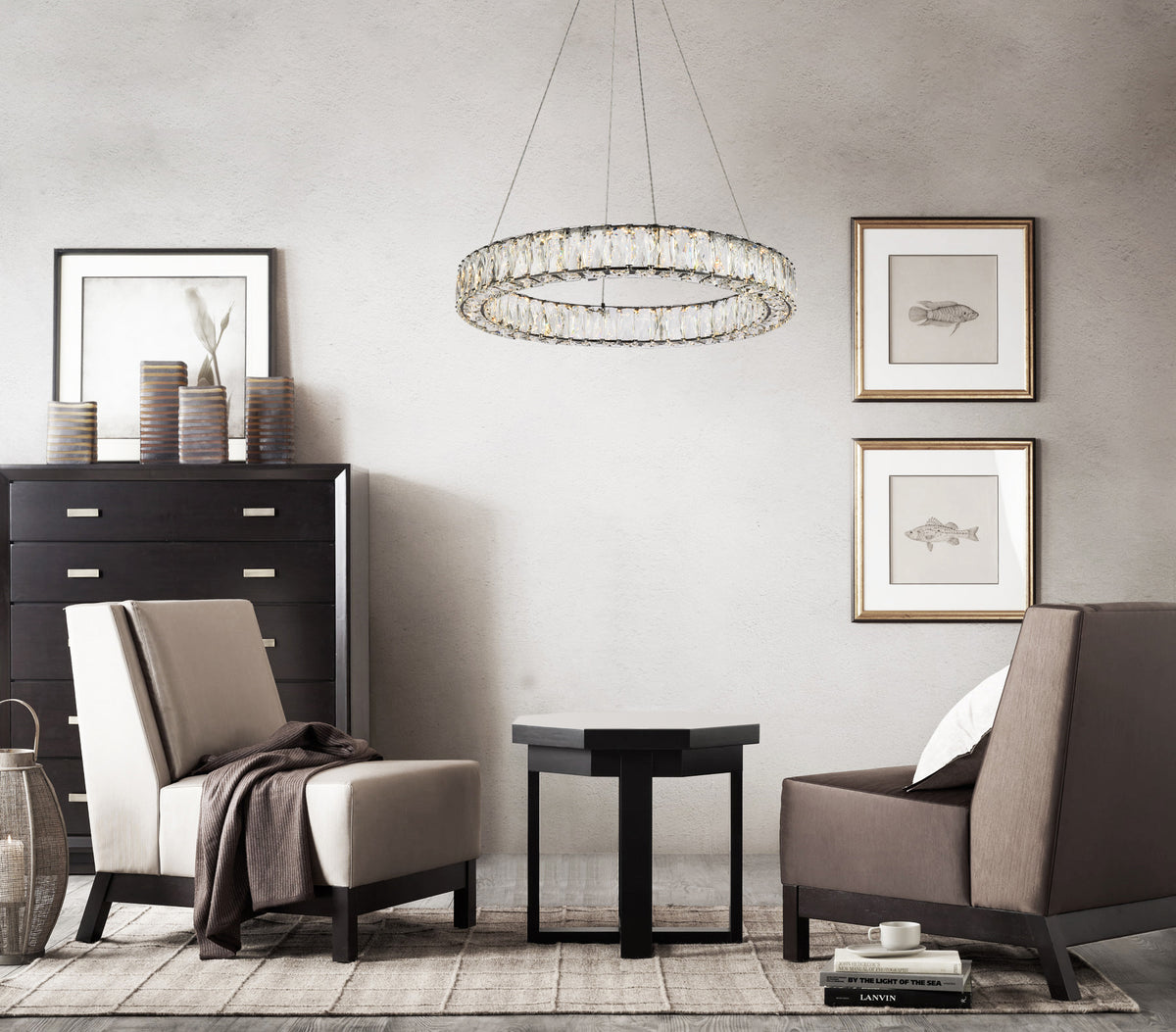 Monroe 23 inch LED round Single pendant in black