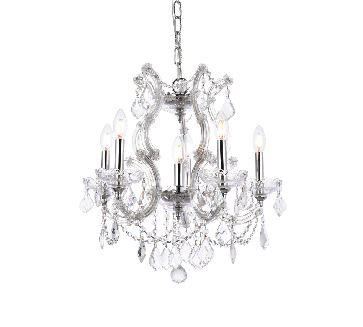 Maria Theresa 6 light Chrome Pendant Clear Royal Cut Crystal