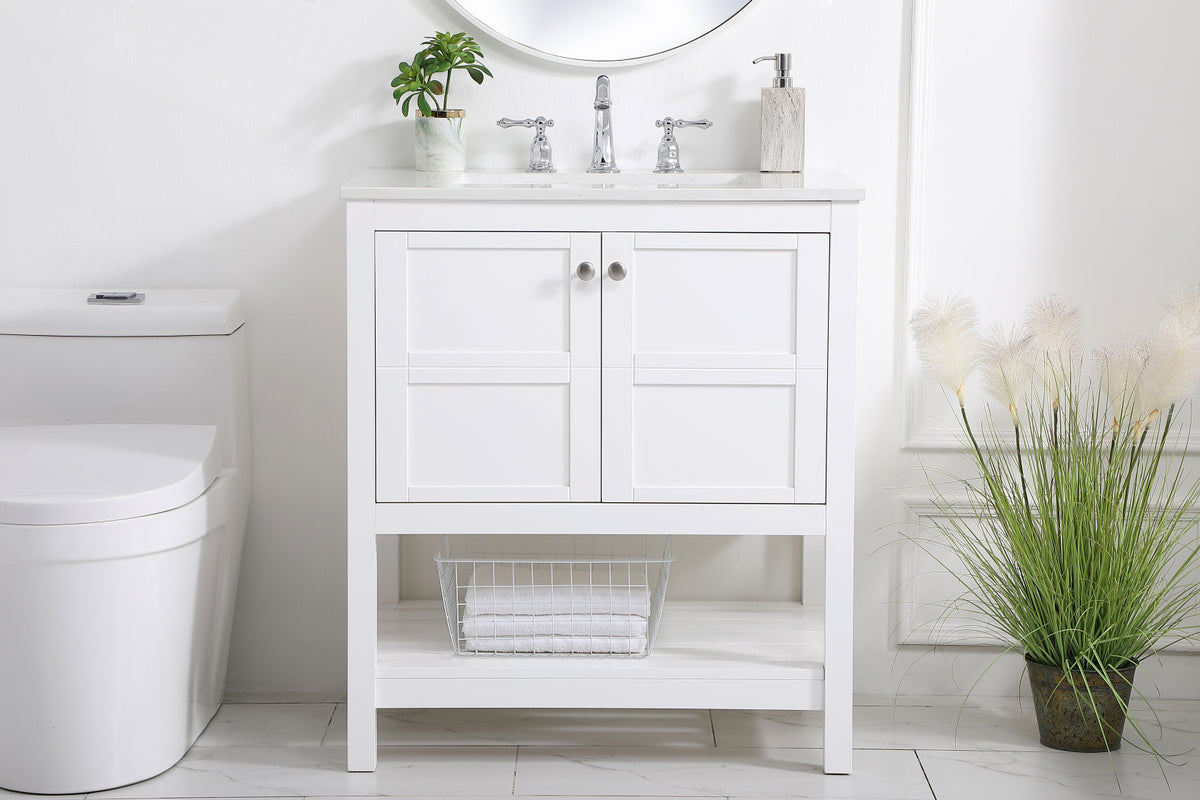 30 inch Single Bathroom Vanity in White