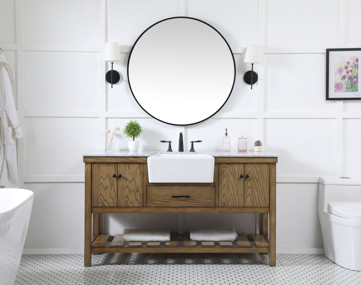 60 inch Single bathroom vanity in driftwood