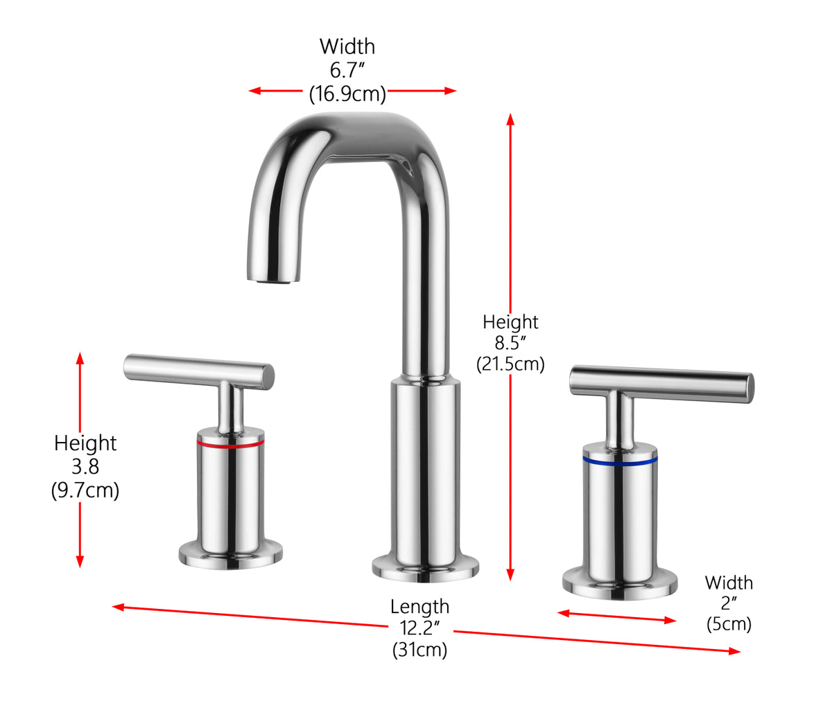 Tobias 8 inch Widespread Double Handle Bathroom Faucet in Chrome