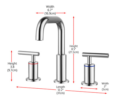 Tobias 8 inch Widespread Double Handle Bathroom Faucet in Chrome