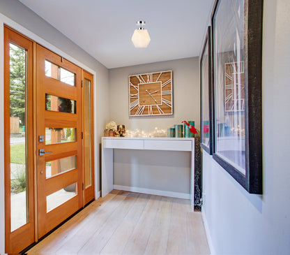 Lawrence 1 light chrome and white glass flush mount