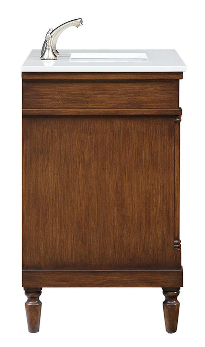 30 inch Single Bathroom vanity in Walnut with ivory white engineered marble