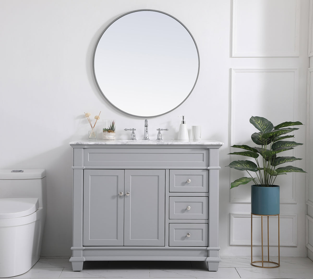42 inch Single Bathroom Vanity set in Grey
