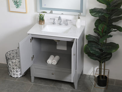 30 inch Single Bathroom Vanity in Grey with Backsplash