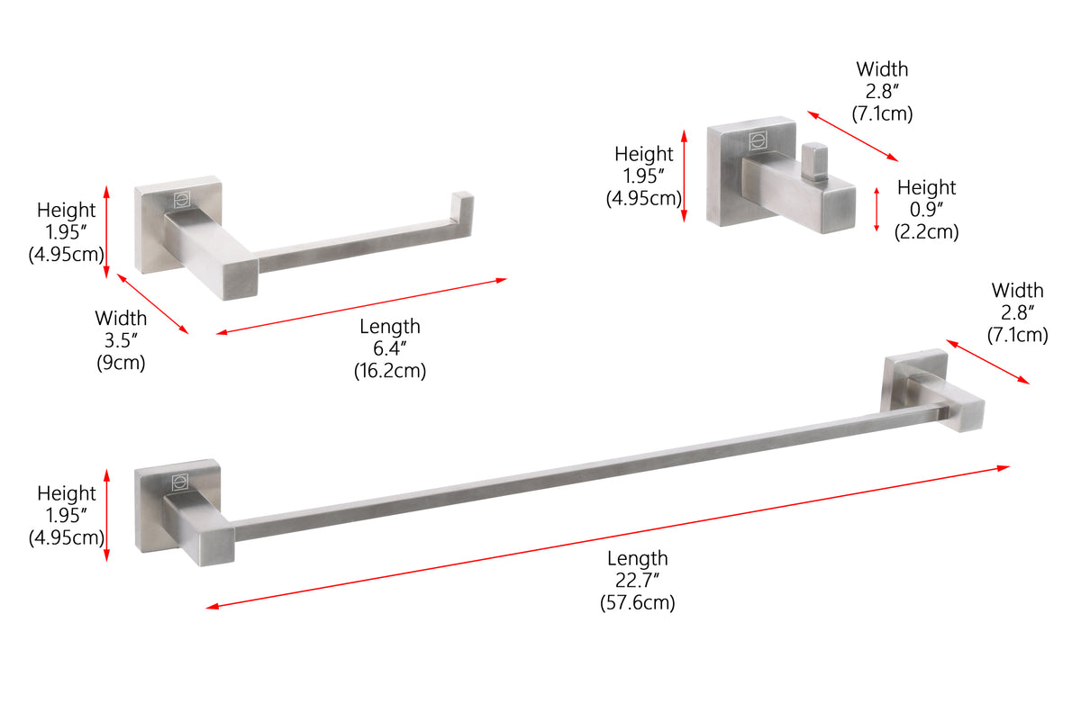 Isla 3-Piece Bathroom Hardware Set in Brushed Nickel