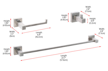 Isla 3-Piece Bathroom Hardware Set in Brushed Nickel