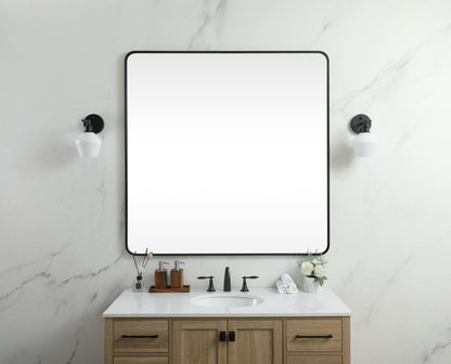 Soft corner metal square mirror 48x48 inch in Black