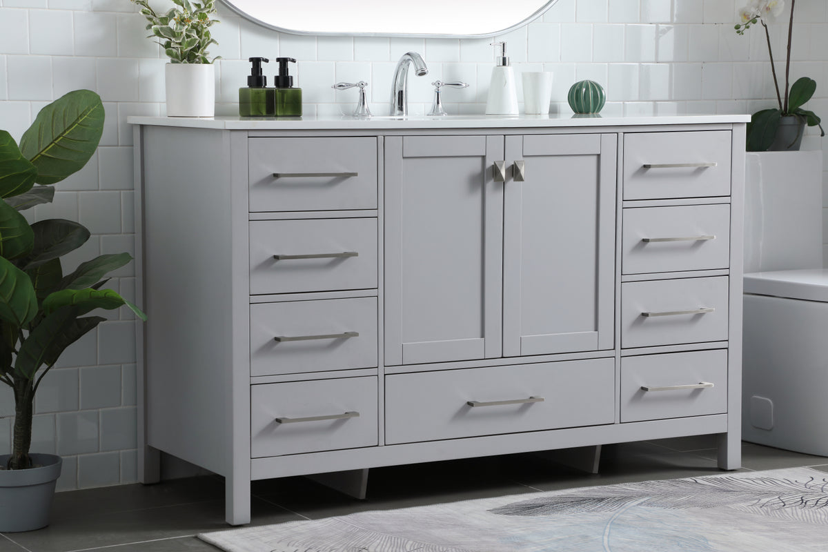 54 Inch SIngle Bathroom Vanity In Grey
