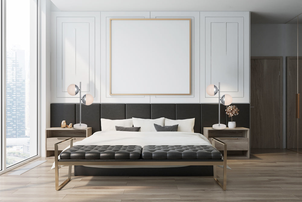 Eclipse 2 Lights Chrome Table Lamp With Frosted White Glass