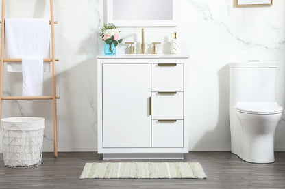 30 inch Single bathroom vanity in white with backsplash