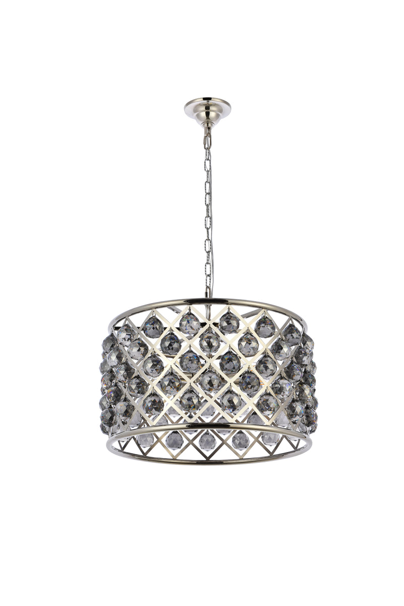 Madison 6 light polished nickel Pendant Silver Shade (Grey) Royal Cut Crystal