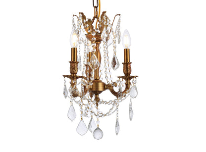Rosalia 3 light French Gold Pendant Clear Royal Cut Crystal