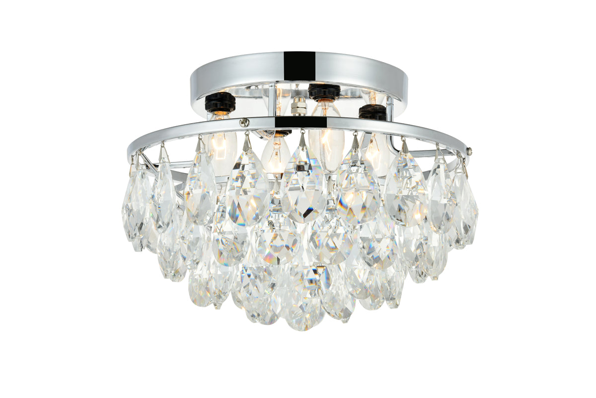 Clara Collection Flush Mount D14in H9in Lt:4 Chrome Finish