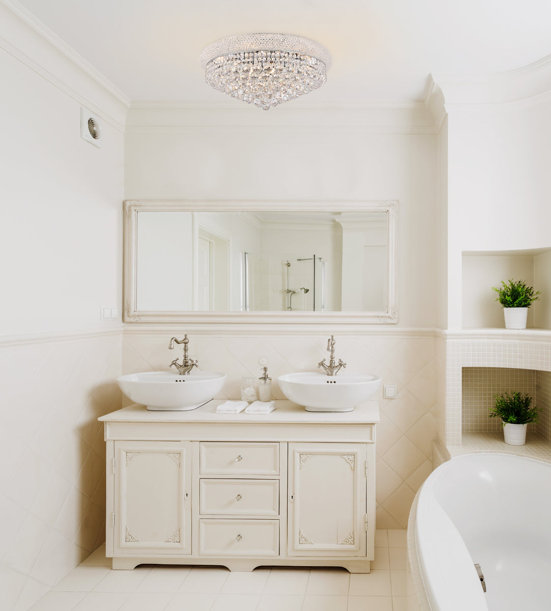 Primo 12 light Chrome Flush Mount Clear Royal Cut Crystal