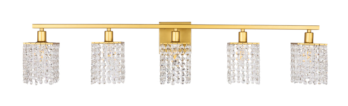Phineas 5 light Brass and Clear Crystals wall sconce