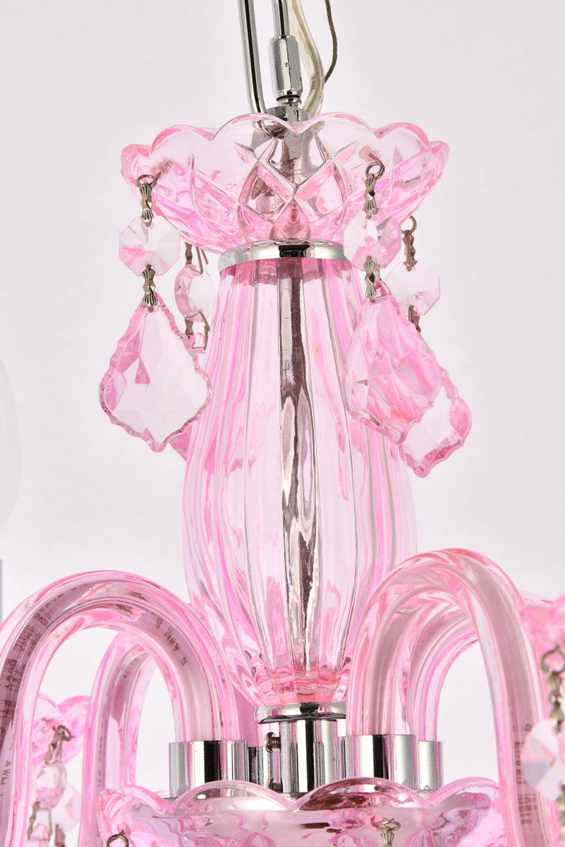 Rococo 4 light Pink Pendant Rosaline (Pink) Royal Cut Crystal