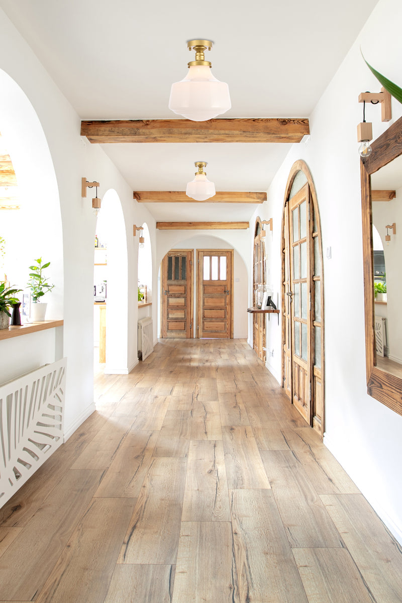 Lyle 1 light Brass and frosted white glass Flush mount